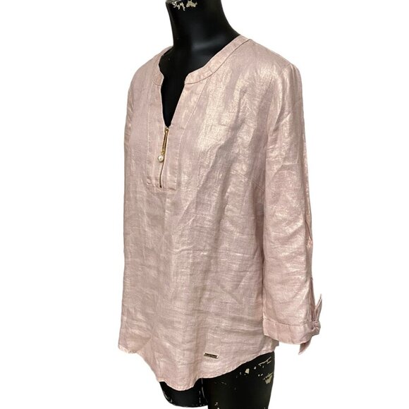 Ellen Tracy Linen Tunic Top in Blush Size Medium - Picture 3 of 8